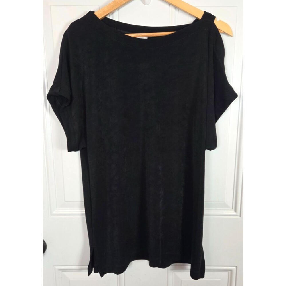 Chico's Travelers Shoulder Slit Short Sleeve Top Size L